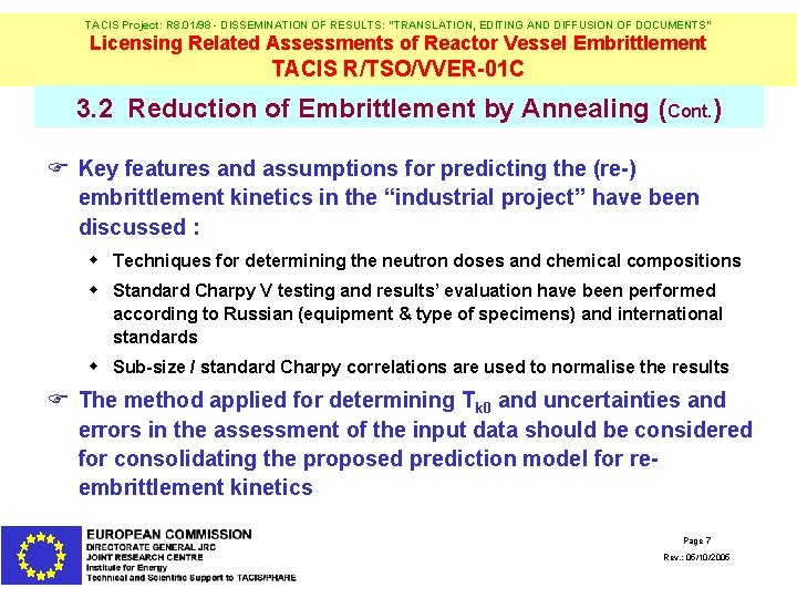 TACIS Project: R 8. 01/98 - DISSEMINATION OF RESULTS: "TRANSLATION, EDITING AND DIFFUSION OF