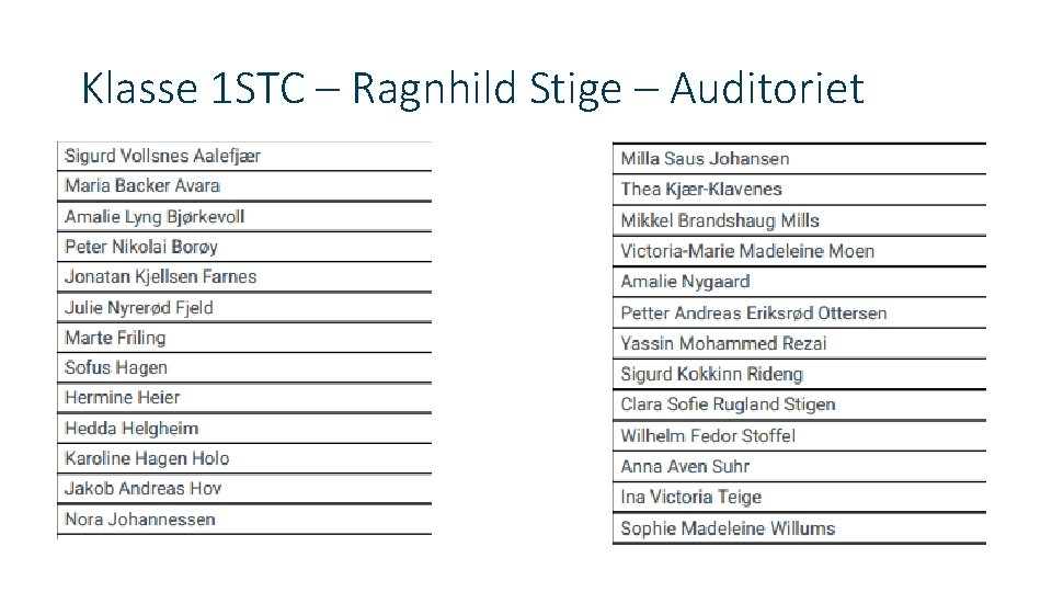 Klasse 1 STC – Ragnhild Stige – Auditoriet 