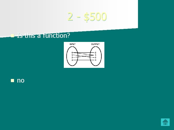 2 - $500 n Is this a function? n no 