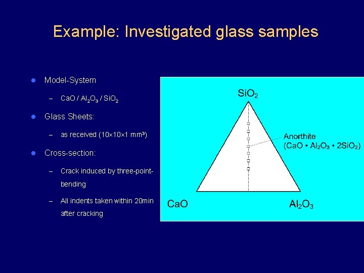 Example: Investigated glass samples l Model-System – l Glass Sheets: – l Ca. O