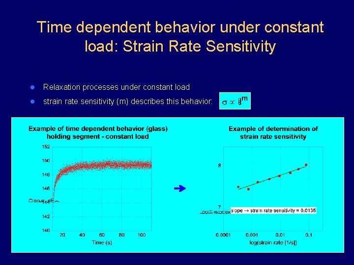 Time dependent behavior under constant load: Strain Rate Sensitivity l Relaxation processes under constant