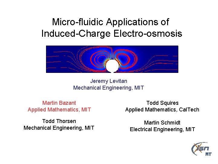 Micro-fluidic Applications of Induced-Charge Electro-osmosis Jeremy Levitan Mechanical Engineering, MIT Martin Bazant Applied Mathematics,