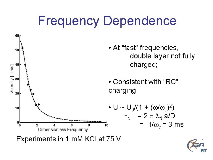 Frequency Dependence • At “fast” frequencies, double layer not fully charged; • Consistent with