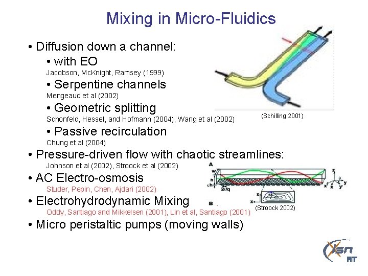 Mixing in Micro-Fluidics • Diffusion down a channel: • with EO Jacobson, Mc. Knight,