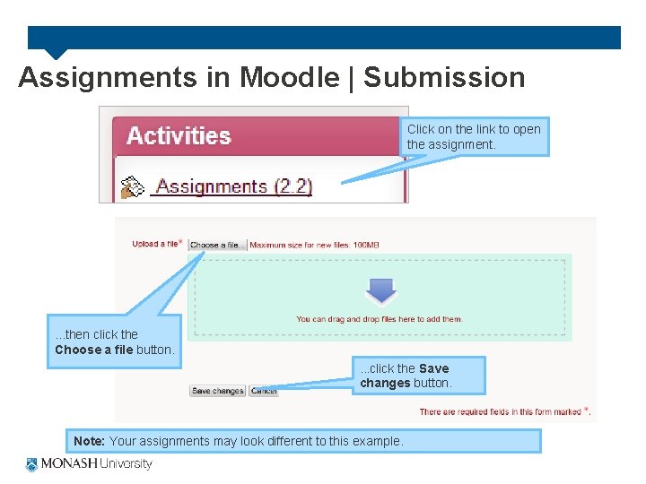 Assignments in Moodle | Submission Click on the link to open the assignment. .