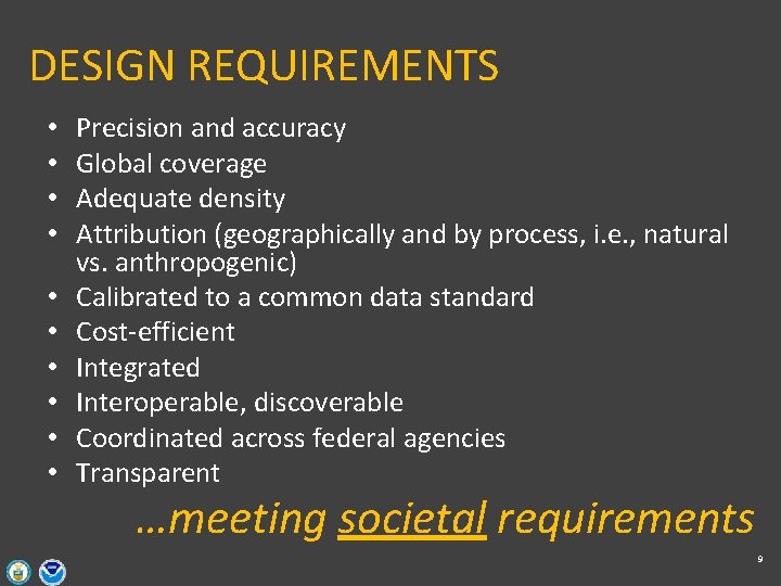 DESIGN REQUIREMENTS • • • Precision and accuracy Global coverage Adequate density Attribution (geographically