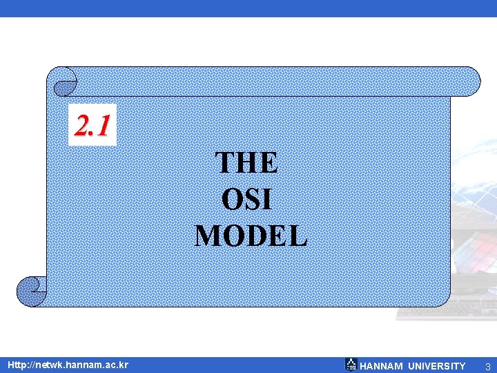 2. 1 THE OSI MODEL Http: //netwk. hannam. ac. kr HANNAM UNIVERSITY 3 