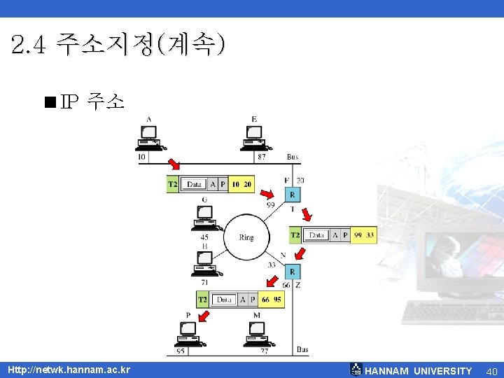 2. 4 주소지정(계속) <IP 주소 Http: //netwk. hannam. ac. kr HANNAM UNIVERSITY 40 