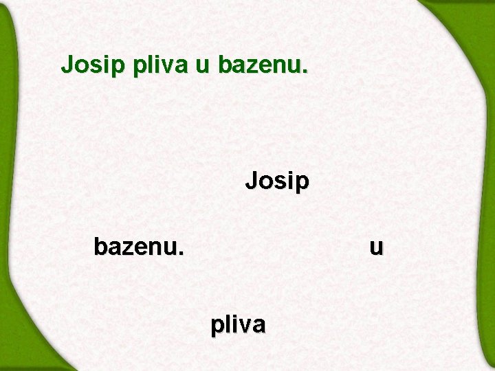 Josip pliva u bazenu. Josip bazenu. u pliva 