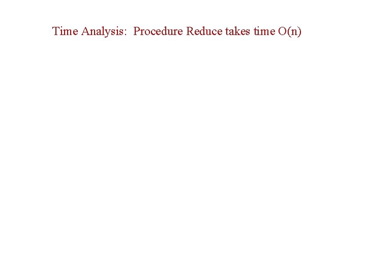 Time Analysis: Procedure Reduce takes time O(n) 