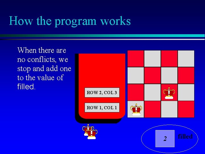 How the program works When there are no conflicts, we stop and add one
