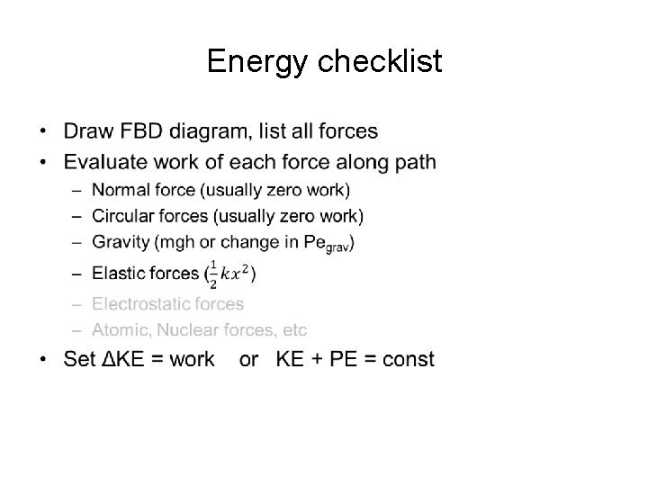 Energy checklist • 