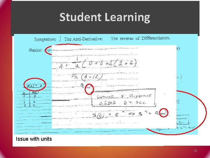 Student Learning Issue with units 31 