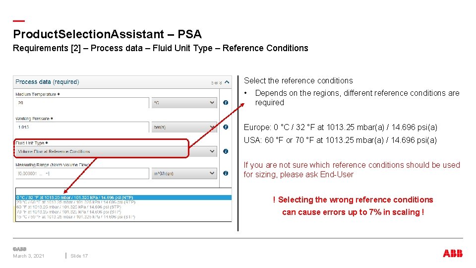 — Product. Selection. Assistant – PSA Requirements [2] – Process data – Fluid Unit