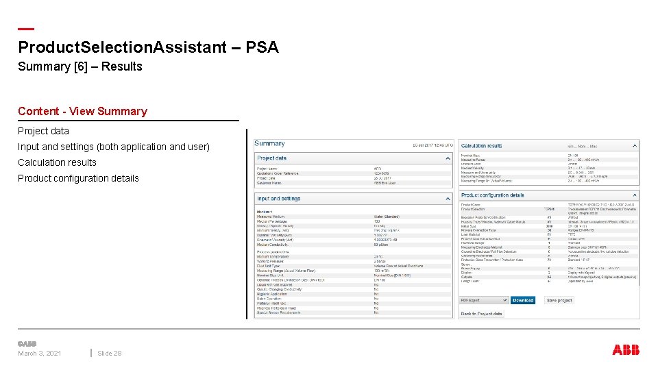 — Product. Selection. Assistant – PSA Summary [6] – Results Content - View Summary