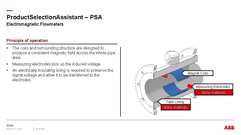 — Product. Selection. Assistant – PSA Electromagnetic Flowmeters Principle of operation • The coils