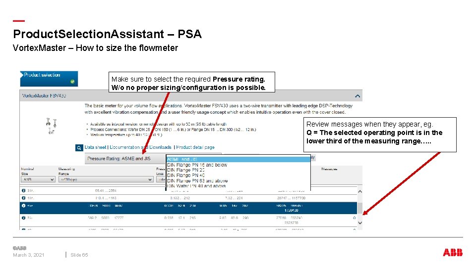 — Product. Selection. Assistant – PSA Vortex. Master – How to size the flowmeter