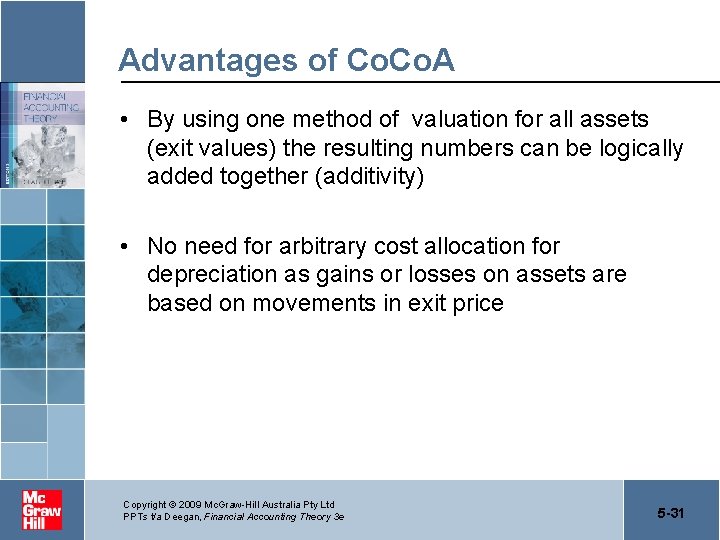 Advantages of Co. A • By using one method of valuation for all assets