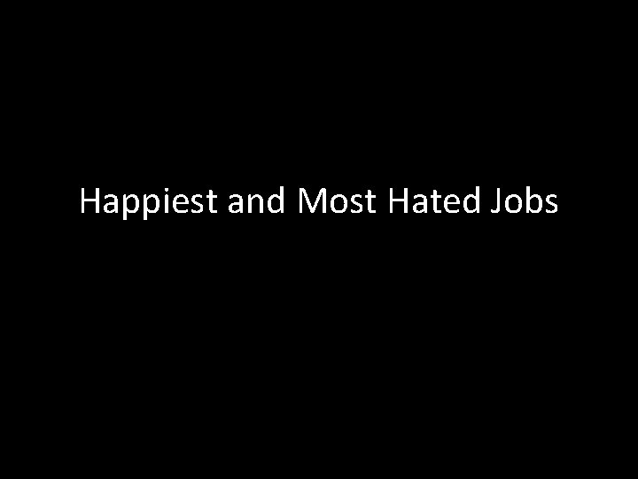 Happiest and Most Hated Jobs Happiest and Most Hated Jobs