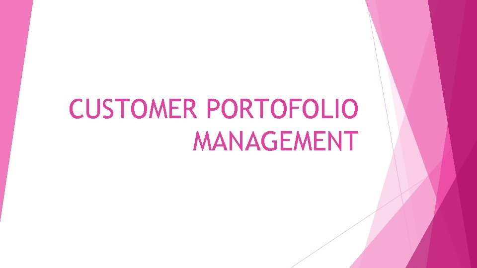 CUSTOMER PORTOFOLIO MANAGEMENT 