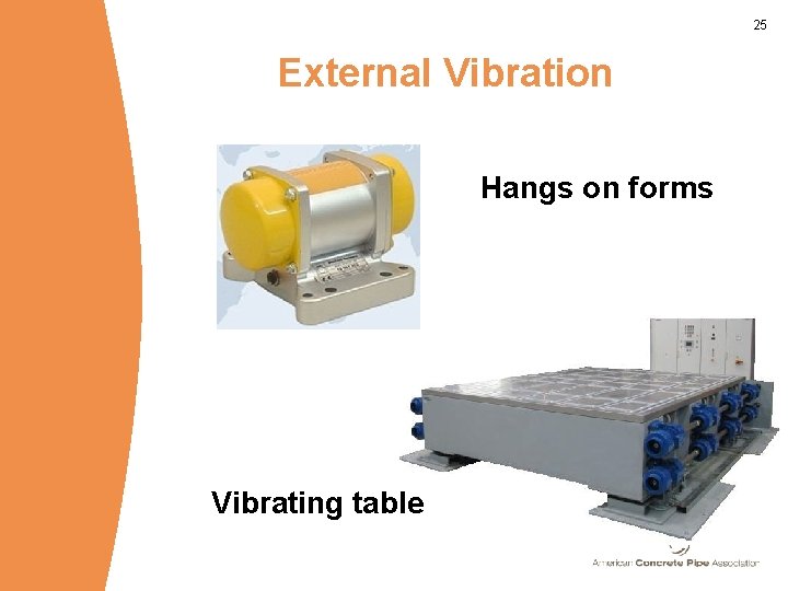 25 External Vibration Hangs on forms Vibrating table 
