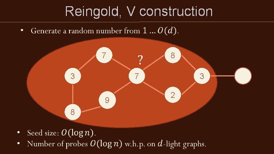 Reingold, V construction 7 3 7 9 8 8 3 2 Reingold, V construction 7 3 7 9 8 8 3 2