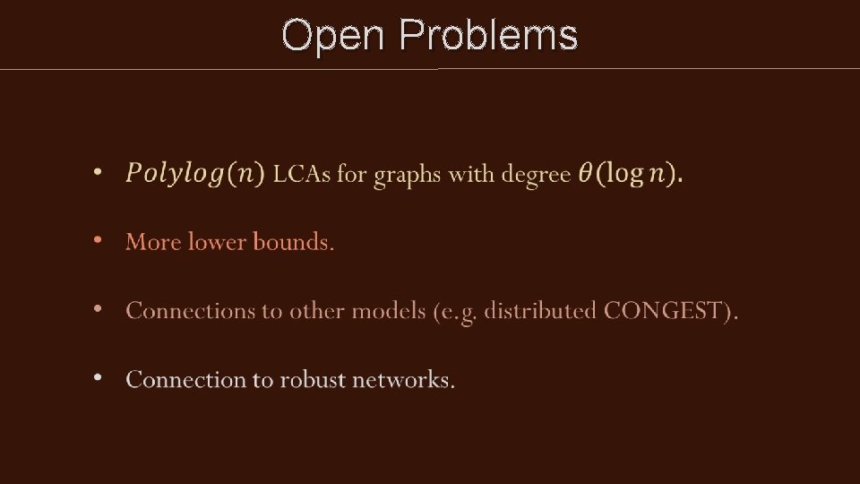 Open Problems Open Problems