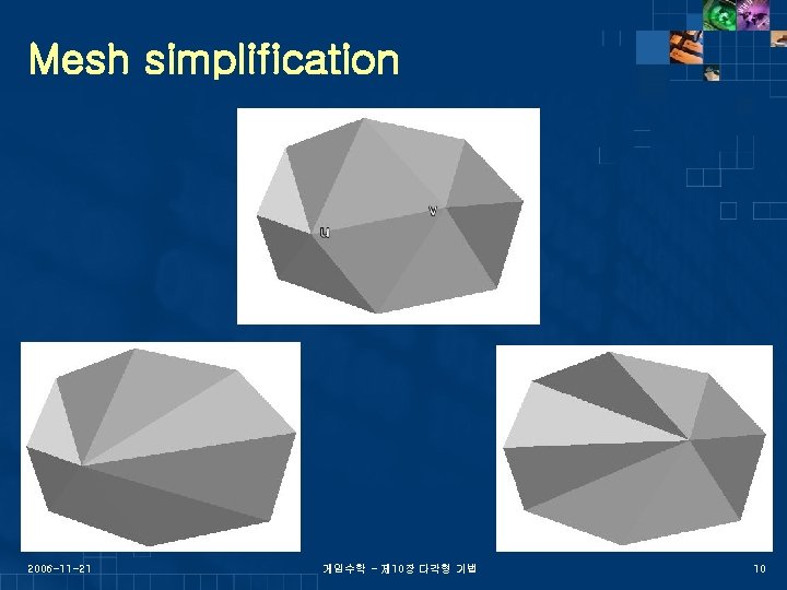 Mesh simplification 2006 -11 -21 게임수학 - 제 10장 다각형 기법 10 