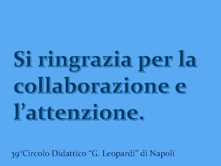 Si ringrazia per la collaborazione e l’attenzione. 39°Circolo Didattico “G. Leopardi” di Napoli 