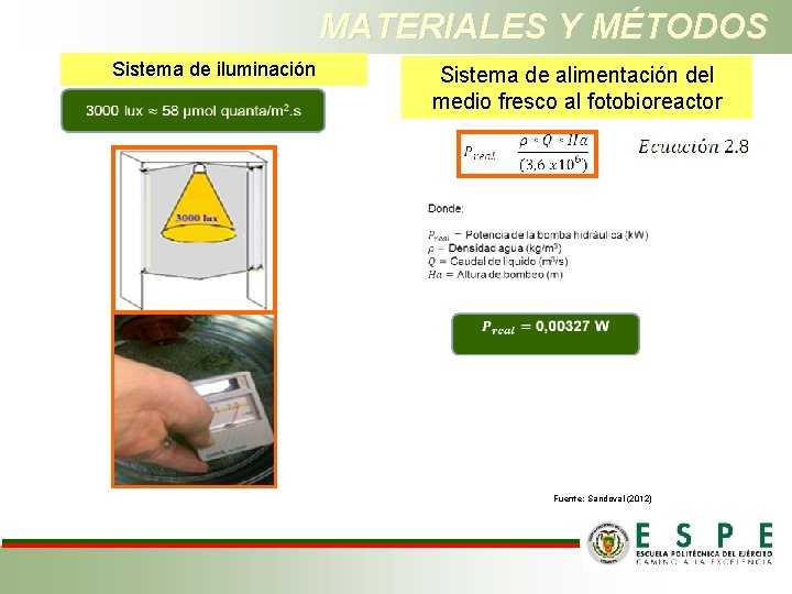 MATERIALES Y MÉTODOS Sistema de iluminación Sistema de alimentación del medio fresco al fotobioreactor