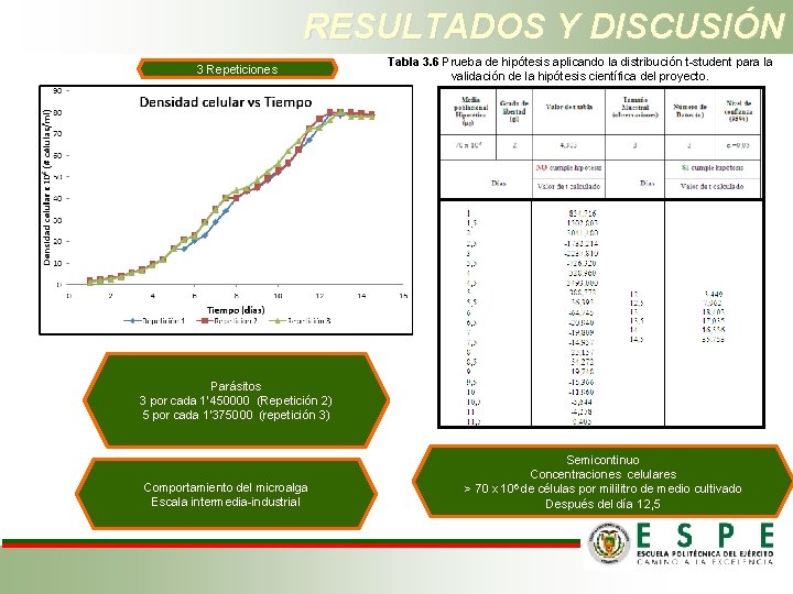 RESULTADOS Y DISCUSIÓN 3 Repeticiones Tabla 3. 6 Prueba de hipótesis aplicando la distribución