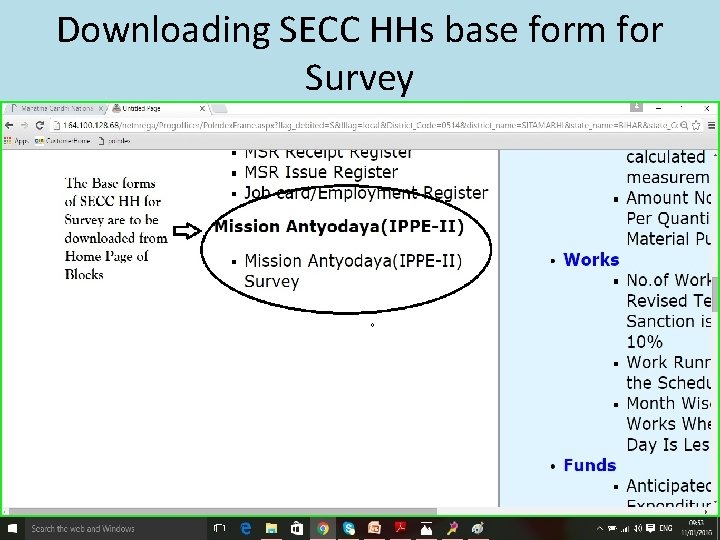 Downloading SECC HHs base form for Survey 