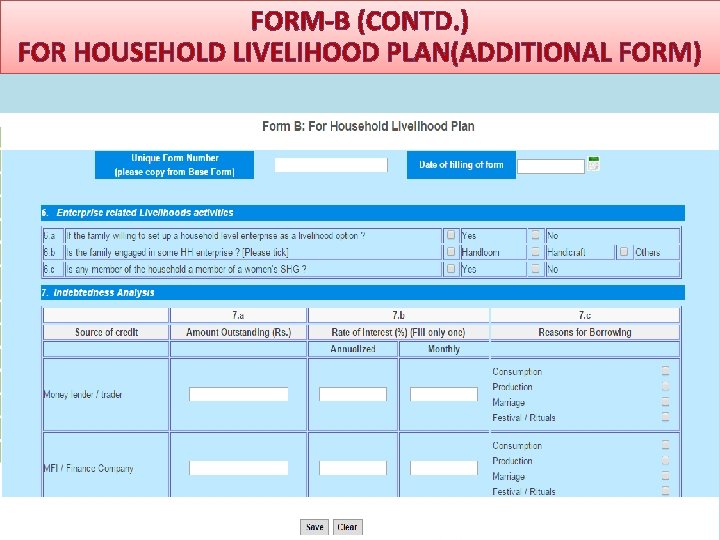 FORM-B (CONTD. ) FOR HOUSEHOLD LIVELIHOOD PLAN(ADDITIONAL FORM) 