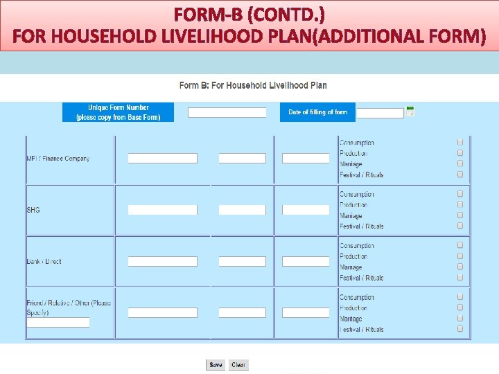 FORM-B (CONTD. ) FOR HOUSEHOLD LIVELIHOOD PLAN(ADDITIONAL FORM) 