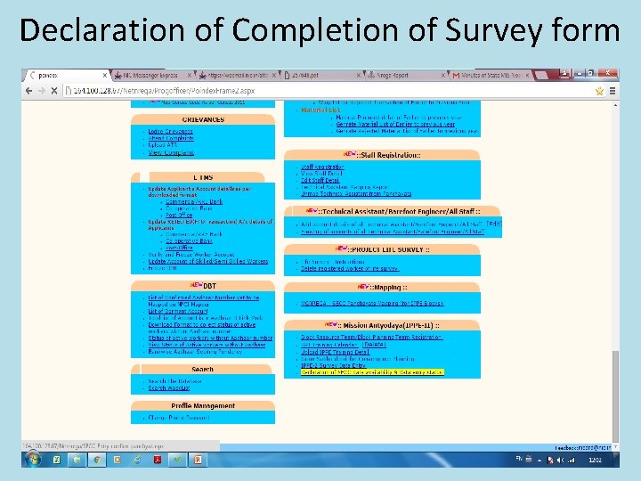 Declaration of Completion of Survey form 