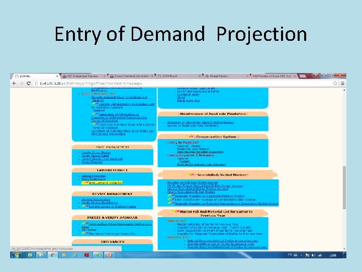 Entry of Demand Projection 