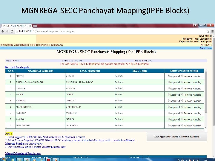 MGNREGA-SECC Panchayat Mapping(IPPE Blocks) 