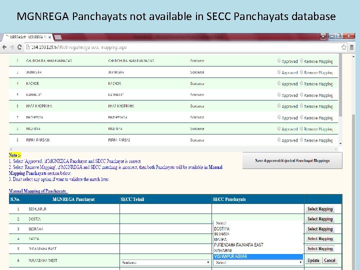 MGNREGA Panchayats not available in SECC Panchayats database 