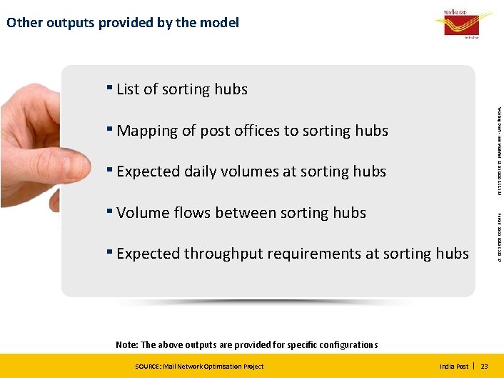 Other outputs provided by the model ▪ List of sorting hubs Working Draft -