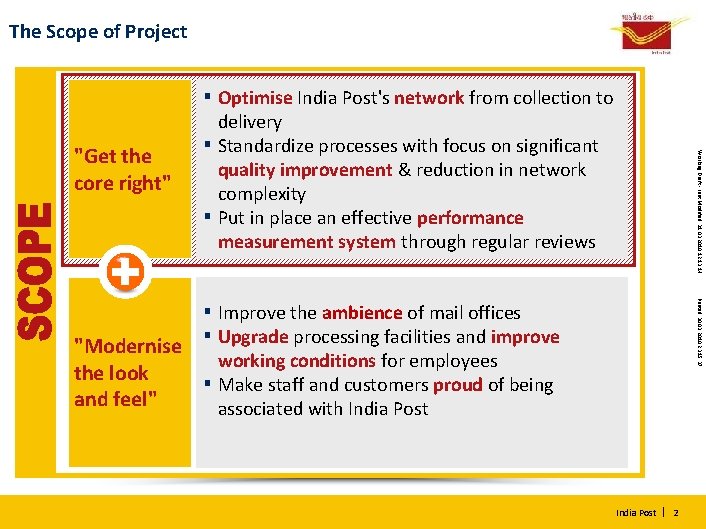 The Scope of Project ▪ Optimise India Post's network from collection to ▪ ▪