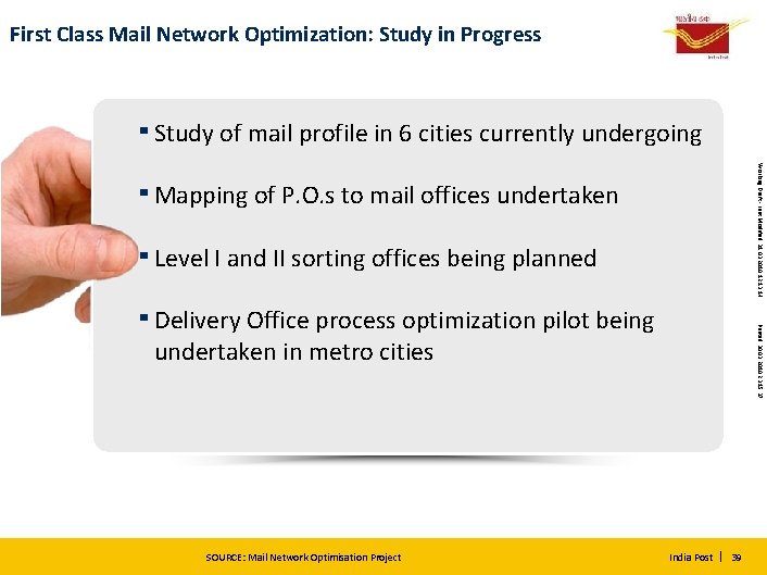 First Class Mail Network Optimization: Study in Progress ▪ Study of mail profile in