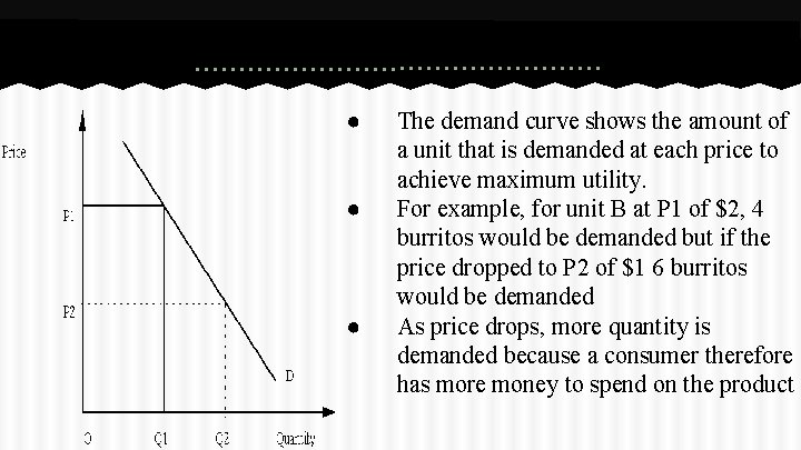 Utility Maximization and Demand ● ● ● The demand curve shows the amount of