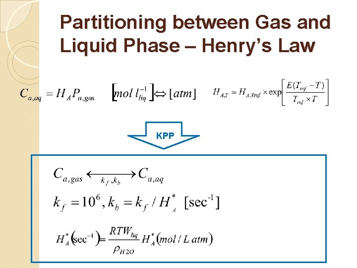 Partitioning between Gas and Liquid Phase – Henry’s Law KPP 