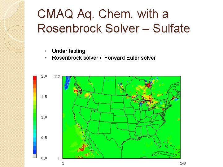 CMAQ Aq. Chem. with a Rosenbrock Solver – Sulfate • Under testing • Rosenbrock