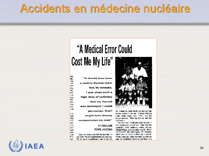 Accidents en médecine nucléaire IAEA 29 
