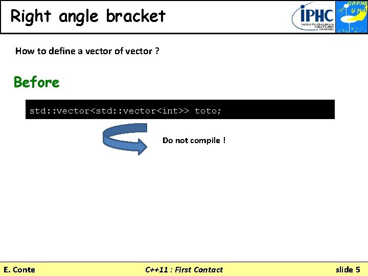 Right angle bracket How to define a vector of vector ? Before std: :