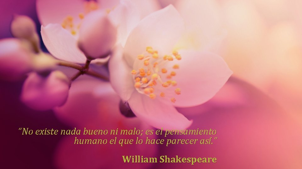 “No existe nada bueno ni malo; es el pensamiento humano el que lo hace