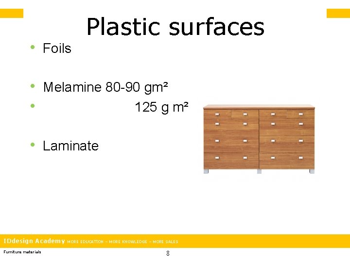  • Foils Plastic surfaces • Melamine 80 -90 gm² • 125 g m²