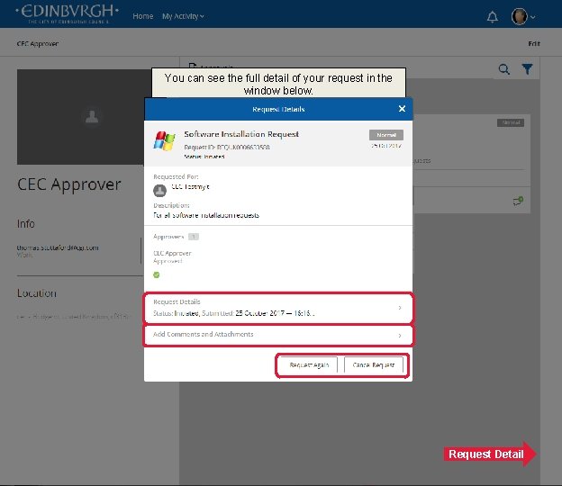 You can see the full detail of your request in the window below. Request