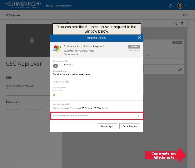 You can see the full detail of your request in the window below. Comments